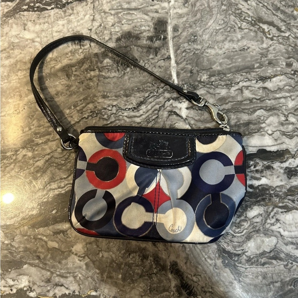 Coach Madison Scarf Print Signature Optic Outline Maggie Wristlet